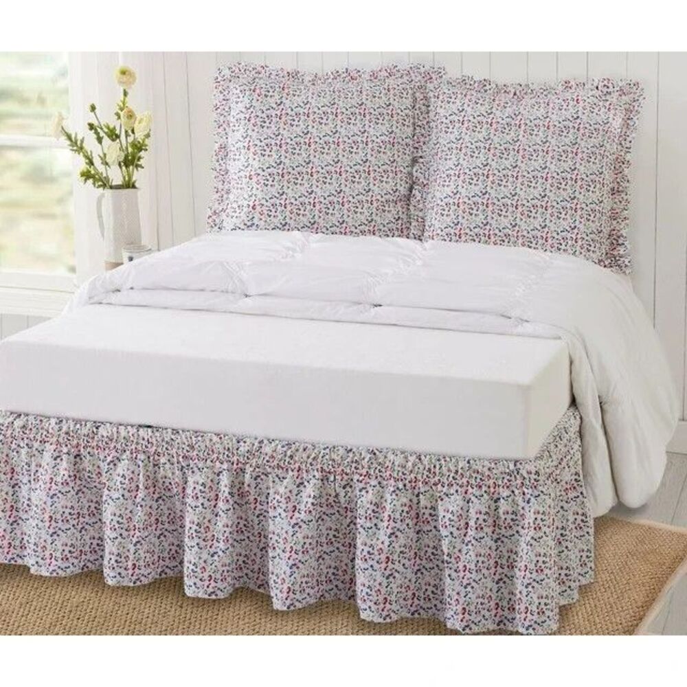 Pioneer Woman Bedskirt and Sham Set Wildflower Ditsy Cotton 3 Piece Multicolor